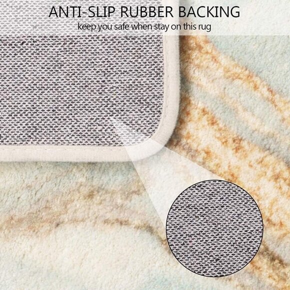 NEW Bath Rug Runner Luxury Turquoise Marble Velvet Bath Mat 18x47 inch Non-Slip - Picture 6 of 10